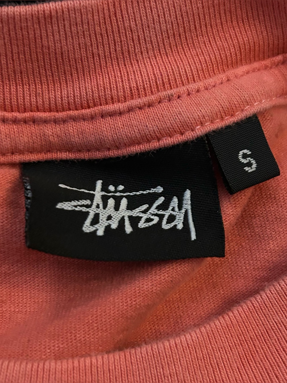 Stussy Coral (Pink/Red) T-Shirt - Men’s Small - Large Back Graphic Logo Tee - Picture 3 of 8